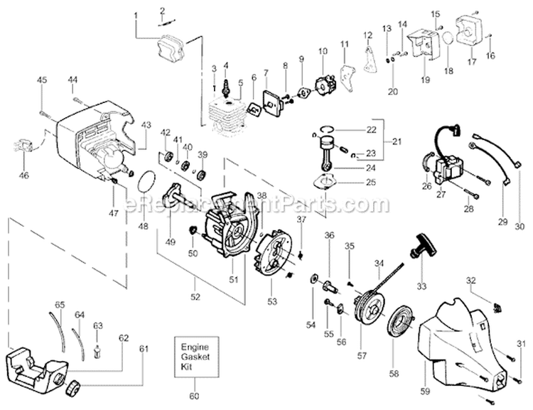 Page B Diagram and Parts List for XT300 Type 2 Weed Eater Trimmer